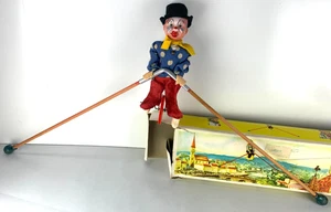 Vintage - 1950s FEWO Circus Clown on Unicycle Tightrope Balancing Toy - B2 - Picture 1 of 4