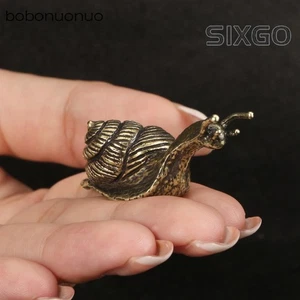5,5 cm exquisite Messing Schnecke handgeschnitzt Ornament Tee Haustier Vintage Wohndeko - Bild 1 von 5