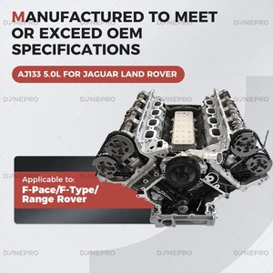 Long Block Engine Assy For 10-21 Land Rover 508PS Jaguar XF XJ F-Type AJ133 5.0L - Picture 1 of 8