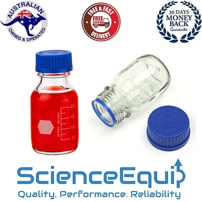 Botella de reactivo de vidrio botellas de medios PREMIUMBOROSILICATE graduadas con tapón de rosca  Foto 1 de 4