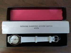 Elegante Orologio Donna Accento Diamante - Cinturino Ecopelle Bianco - Pronto Regalo - Foto 1 di 4