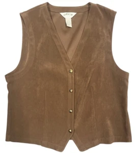 Orvis Brown Faux Suede Classic Outdoor Hunting Style Vest Womens Large - Picture 1 of 6