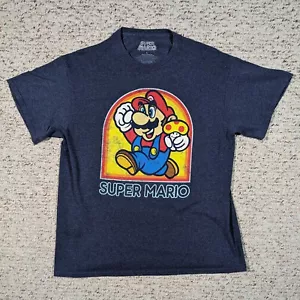 T-Shirt Super Mario Mushroom Retro blau/grau Herren LARGE 2017 Nintendo - Bild 1 von 4