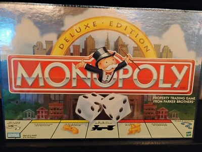 New Vintage 1998 Monopoly Deluxe Edition Hasbro Parker Brothers Game Sealed Box - Image 1 of 2