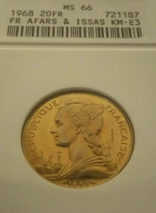 AFARS & ISSAS, 20 FRANCS, KM-E3, ESSAI HIGH GRADE, 1978 - Picture 1 of 4
