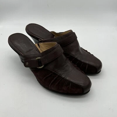 Softspots Slip On Chunky Heel Mules Women’s 8.5M Brown Suede/Leather Shoes - Image 1 of 4