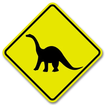 Letrero de calle de aluminio amarillo diamante de 16 pulgadas de cruce de dinosaurio Brontosaurus Foto 1 de 4