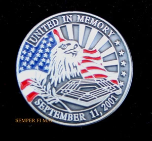 WTC 911 NY WASHINGTON PENTAGON PA 93 UNITED IN MEMORY HAT LAPEL PIN US MEMORIAL - Picture 1 of 24