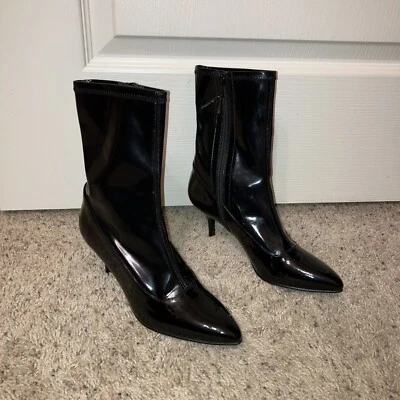STUART WEITZMAN Boots CLINGY Celebrity STRETCH Vernice - Sz 5 M  Black SPAIN - Image 1 of 4