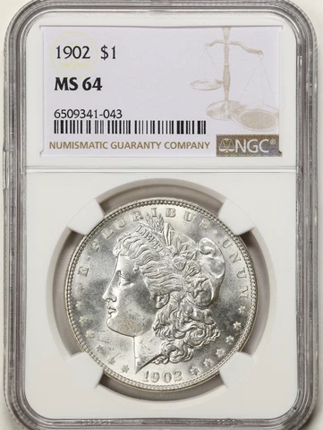 1902 $1 Morgan Silver Dollar MS64 NGC 6509341-043 Cover