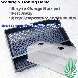 Seeding Cloning Mesh Tray Dome Kit Hydroponics Soiless Rockwool Clay Propagation - Picture 1 of 4