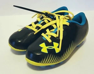 Under Armour Youth Blur II HG Jr Cleats 10K Black Yellow Sneakers Shoes Soccer - Picture 1 of 6