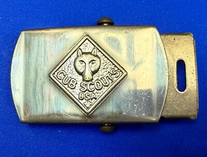 Uniforme vintage Cub Scouts BSA repuesto hebilla de cinturón de latón macizo - Imagen 1 de 16