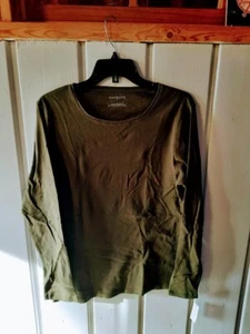 Camiseta Talbots Algodón Manga Larga Sólida Cuello Redondo Nueva con Etiquetas Verde Oliva Talla L - Imagen 1 de 3