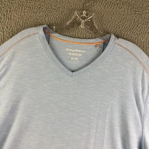 Tommy Bahama Island Zone V-Neck Shirt Mens XL Blue Coolmax Short Sleeve - Picture 1 of 11