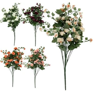 Extra Thick Large Rose and Blossom Bush Bouquet Bunch Artificial Flowers Silk - Picture 1 of 14
