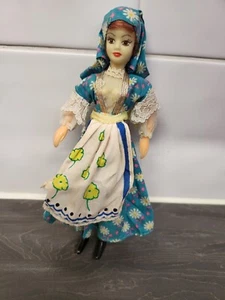 Vintage Hungarian Doll Figure Folk Costume with head scarf H7inch - Picture 1 of 11
