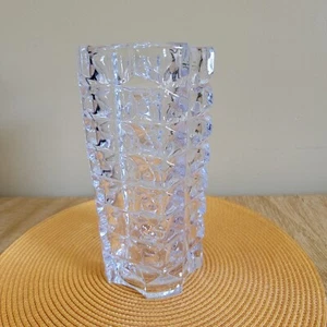 Vintage Crystal Vase French Style Mid Century Modern Square Flowers MCM Decor - Picture 1 of 7