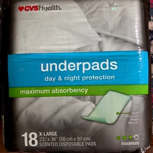 CVS Underpads Day & Night Protection Maximum Absorbency 18ct XL (NEW) - Picture 1 of 3