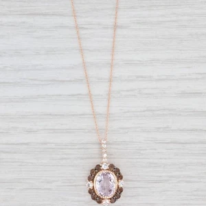 Le Vian 4.04ctw Amethyst Quartz Sapphire Pendant Necklace 14k Rose Gold 18" - Picture 1 of 6