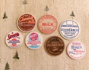 7 Old Pennsylvania Milk Caps ~ Nice Variety !  Chocolate Milk, Whipping Cream - Picture 1 of 4