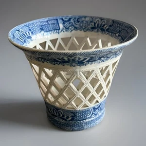 Antique Job Ridgway Pearlware Pierced Basket, Curling Palm Pattern C1810 - Picture 1 of 7