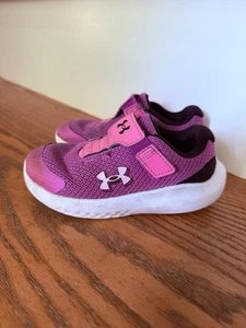 Pink Under Armour Surge 4 Size 8K Toddler Kids School Shoes Strap on - Picture 1 of 8