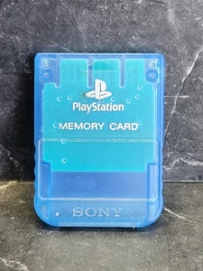 Sony Playstation 1 PS1 Memory Card Ufficiale SCPH-1020 Trasparente Blu Testata  - Foto 1 di 2