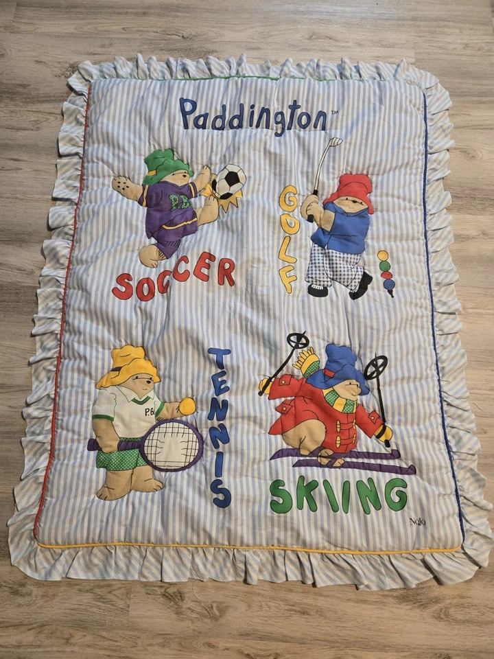 Manta acolchada vintage 1991 Paddington Bear por NOJO cuna ropa de cama 45"x36" Foto 1 de 4