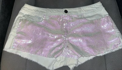 Victoria Secret Boyfriend Shorts Distressed Fringe Sequin VS Womens Size 8 - Image 1 of 4