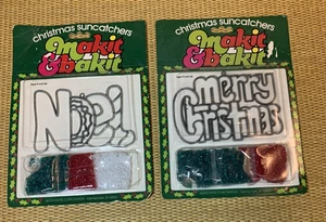 2 MAKIT & BAKIT Merry Christmas and NOEL Vintage Suncatcher Kits - Picture 1 of 12