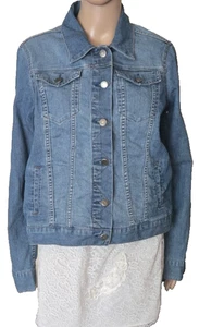 The Limited Women's Denim Jean Jacket Blue Collared Med. Wash Retro Size L - Picture 1 of 9