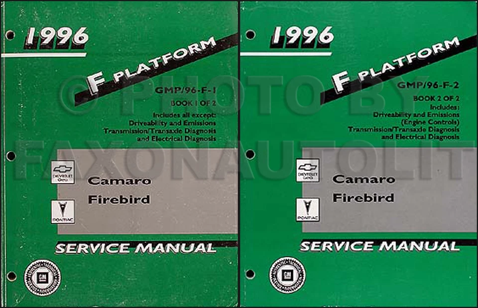 GM 1996 Firebird Camaro Shop Manual SET Formula Trans Am Z28 RS SS Service Pontiac