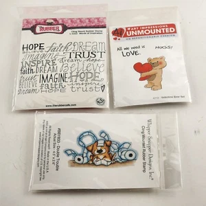 Nuevo Lote de 3 Estampillas de Goma Montadas Adhesivas Palabras de Inspiración y Doble Problema - Imagen 1 de 9
