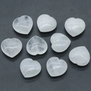 50pcs 30mm No Hole Heart Natural White Crystal Stone Healing Gemstone Healing - Picture 1 of 3