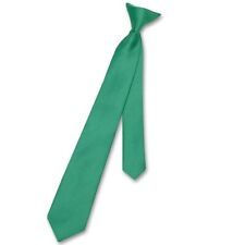 Vesuvio Napoli Boys CLIP-ON NeckTie Solid EMERALD GREEN Color Youth Neck Tie