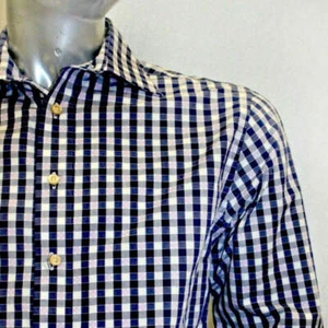 Men's Rufus Plaid Navy | White | Lavender Long Sleeve Button Down Shirt NWT - Picture 1 of 4