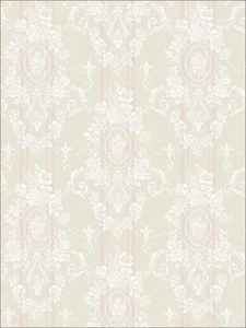 Spring Garden Gated Garden Cameo Wallpaper Blush by Wallquest FS50311 - Picture 1 of 1
