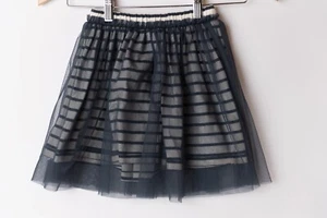 Tea Collection Girls Size 6 Navy White Striped Tulle Skirt - Picture 1 of 6