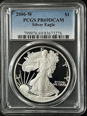 2006-W $1 Deep Cameo Silver Eagle Dollar PCGS PR69DCAM  83673276 - Image 1 of 2