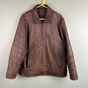 Claiborne Giacca Uomo Pelle di Agnello Isolata Marrone Vera Pelle Taglia LG - Foto 1 di 14