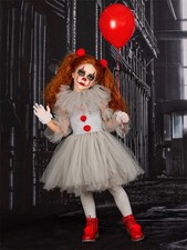 Joker Pennywise Tutu Dress For Girls Kids Cosplay Clown Halloween Costume Gift