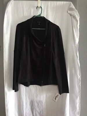 Chaqueta JESSICA SIMPSON Fiona Mujer Grande Negra Gamuza Moto Nueva con Etiquetas Foto 1 de 4
