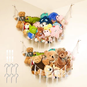 2PC Kuscheltier Aufbewahrung Netz, Spielzeug Aufbewahrung, Boho Makramee Stoffti - Bild 1 von 7