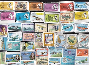 50 ALL DIFFERENT VINTAGE AIR PLANES ON STAMPS - Picture 1 of 1
