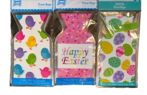 Easter Treat Favor Bag 15 Ct Ties 3 Designs 120 Pc Colorful Chicks Eggs 5 X 9” - Picture 1 of 6