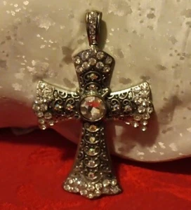 Vintage 3.75" 80's, 90's Sparkling Rhinestone Necklace Pendant - Picture 1 of 6