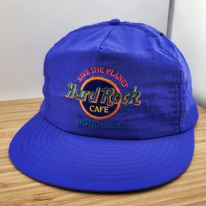 VTG Hard Rock Cafe Honolulu Hat, Purple Cap, MADE IN USA, Leather Strapback - Picture 1 of 10