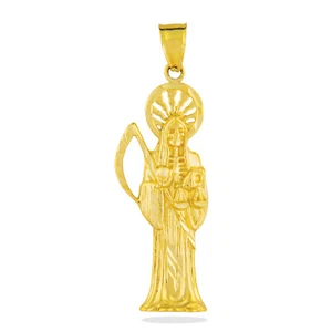 14K Santa Muerte Yellow Gold Pendant - Picture 1 of 1