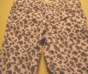 GIRLS L.E.I. PURPLE LEOPARD PRINT SKINNY DENIM JEANS SIZE 10 REGULAR- - Picture 1 of 2